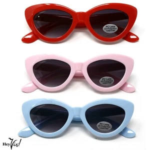 Kids Girls Retro 50s Style Cat Eye Sunglasses Shades PC Lens - 5 Colors -Hey Viv - Picture 1 of 8
