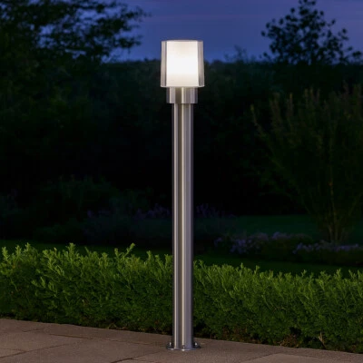 Wegeleuchte Außenstehlampe Gartenleuchte Edelstahl Terrassenlampe silber H 80cm - Bild 1 von 4
