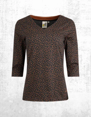 Ex Weird Fish Women’s Nanaimo Eco 3/4 Sleeve Cotton Top in Ink Navy - Image 1 of 4