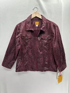 NWT Ruby Rd. Women's Red Full Zip Textured $64 Full Zip Jacket Size-16 - Picture 1 of 8