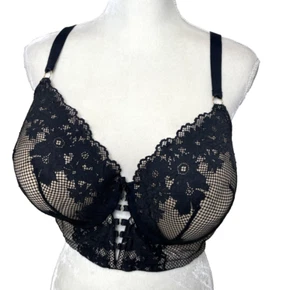 Cacique Bra Size 42 F Boost Balconette Long Line Lace Underwire DDD Lane Bryant - Picture 1 of 11