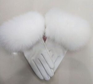 Artificial fur fur cuffs leather gloves Women's winter gloves