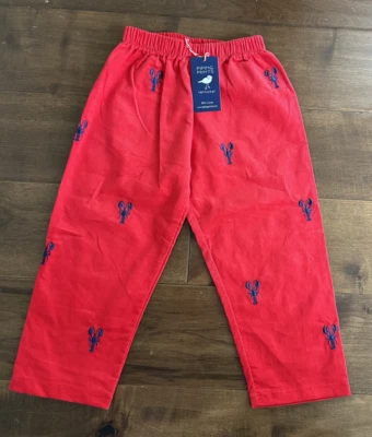 Pantalones de pana rojos langosta Nantucket estampados de tuberías talla 2T nuevos con etiquetas Foto 1 de 3