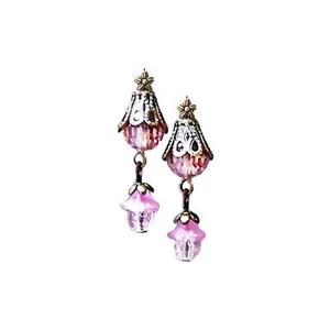 Pendientes de flor y cristal rosa lucita elige tus accesorios - Imagen 1 de 6
