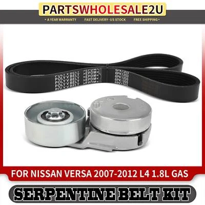 Kit de componentes de transmisión por correa Serpentine de 2 piezas para Nissan Versa 2007-2012 L4 1,8 L GAS Foto 1 de 4