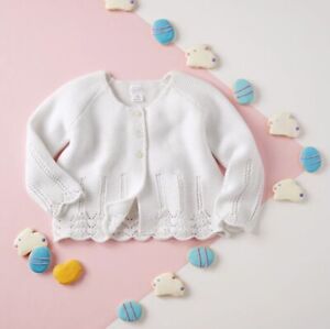 Baby Girls White Eyelet Trim Cardigan Sweater By Mud Pie Size 3-6 Months
