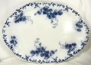 Alfred Meakin Hanwell Platter Flow Blue 16in Semi Porcelain Antique As Is - Picture 1 of 9
