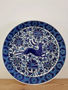 Keramik GREEK WALL PLATE Deer Blue - Ibiscus Keramik, Rhodes, Hand Painted - Picture 1 of 5