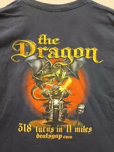 Deal’s Gap Motorcycle Resort THE DRAGON T-Shirt XL Navy Blue - Picture 1 of 5
