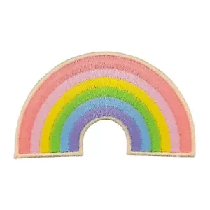 bk90★Rosa Regenbogen Aufnäher aufbügeln Applikation Bügelbild Patch 7,2 x 4,2 cm - Bild 1 von 7