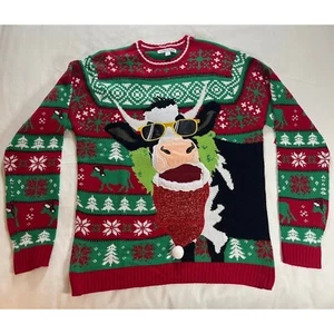 Celebrate Together Cow Ugly Christmas Sweater - Größe L - Neu mit Etikett - Bild 1 von 5