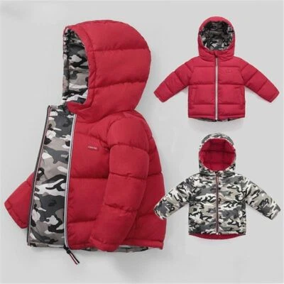 Ropa Bebé Chaqueta Invierno Niños Plumón Algodón En Ambos Lados Camuflaje Usable Foto 1 de 4