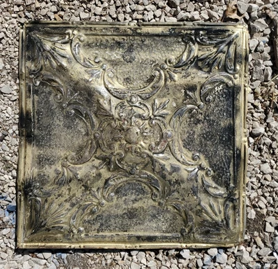 ANTIQUE METAL TIN CEILING TILE 24” X 24" SALVAGED VINTAGE  - Image 1 of 2