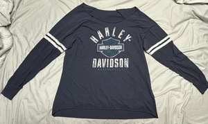 Harley-Davidson® Women's Power Curve Long Sleeve Raglan Shirt, Blue 5Q31-HC2Q - Bild 1 von 9