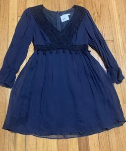 Nanette Lepore Victorian Style  Silk V Neck Shift Dress  Size 10 - Picture 1 of 5