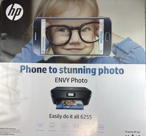 HP Envy 6255 All-In-One Inkjet Wireless Photo Printer Black New Sealed Box - Picture 1 of 6