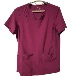 Cherokee Iflex V Neck & Wonder Winks Scrub Tops Lot of 2) Burgundy Medical Large - Picture 1 of 17