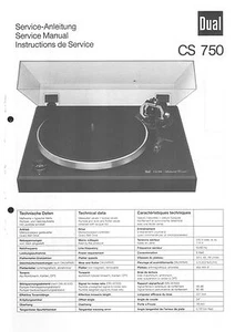 Dual Service Manual für CS 750  Copy - Picture 1 of 1