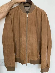 HUGO BOSS MALBANO 2 LEATHER JACKET Beige color - size XL - Picture 1 of 17