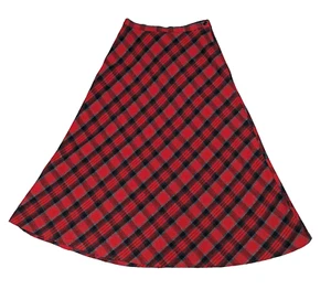 Vintage Red Plaid Tartan Maxi Skirt. Flared, Wool Blend. Size 10.  Academia Prep - Picture 1 of 6