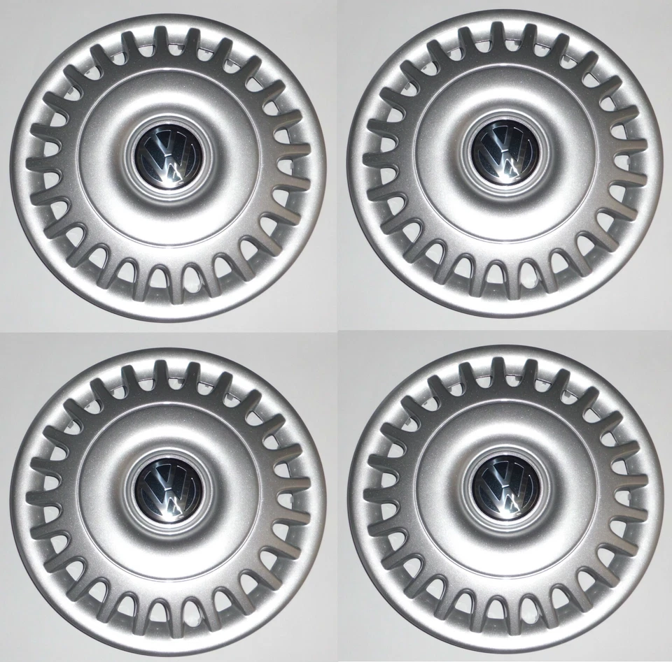 4 x Original VW T4 7D Radkappen Radzierblenden Silber für Stahlfelge 7D0601147A - Bild 1 von 1