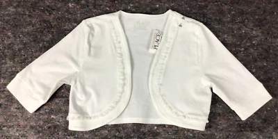 Girls Lightweight White Cotton Cardigan Jacket Ruffle Childrens Place Size 10-12 - Image 1 of 4