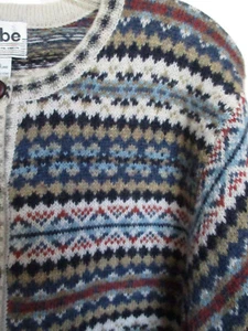 Vintage Kobe Sweater Cardigan Womens 1X Shetland Wool Nordic Fair Isle Cottage - Picture 1 of 8