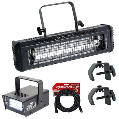 American DJ Mega Flash DMX 800W Compact Strobe Light+Mini Strobe+2) Clamps+Cable - Image 1 of 4