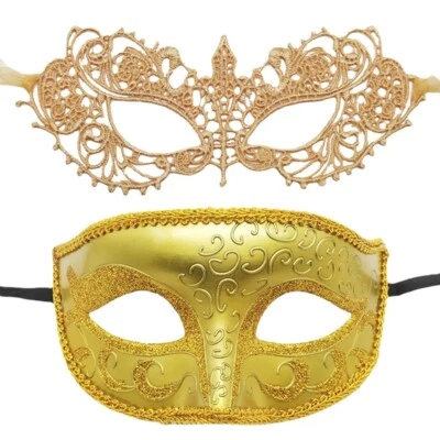 His And Her Masquerade Mask Pair For Couple Halloween Costume Party Wear - Image 1 of 4
