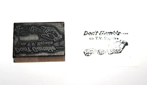 Advertising Don't Gamble on TV Repirs Typographic Printing Press Block Stamp - Picture 1 of 6