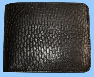 New MENS BLACK GENUINE BEAVER TAIL LEATHER-BIFOLD WALLET-CASH-CREDIT CARD SLOTS - Picture 1 of 3