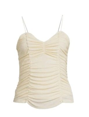 NO BOUNDARIES JUNIORS RUCHED SHINE TOP COLOR DELICATE IVORY SIZE M 7 - 9 NEW - Image 1 of 4