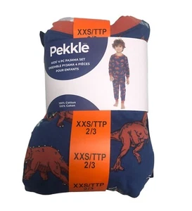 Dinosaur Blue and Orange 4-Piece Pajama Set - XXS (2/3) - Picture 1 of 1