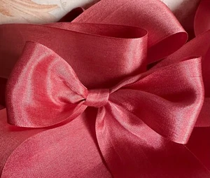 2 Yards REAL Silk Ribbon 1.25" ROSE / 100% Authentic SILK RIBBON - Picture 1 of 6