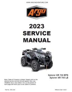 Argo XPLORER XR 700 Service Manual | 2023 | MAILED CD OR USB - Picture 1 of 15