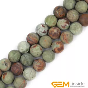 10mm Natural Green Opal Gemstones Frosted Matted Round Jewelry Making Beads 15" - Picture 1 of 8