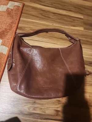 Kenneth Cole Brown Leather Hobo Slouch Studded  Soft Pebbled Bag - Image 1 of 4