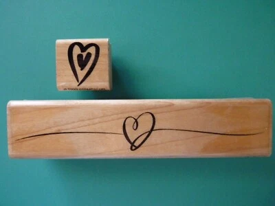 Estampillas de goma elegantes de línea de corazón y doble corazón cepillado (2) Foto 1 de 2