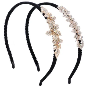 2pc Crystal Rhinestone Headband Non-Slip Hairpiece Elastic Hair Hoop Accessories - Picture 1 of 6