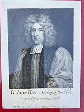 Antique Master Print-PORTRAIT Dr. John Hall Bishop of Bristol 1633-1710