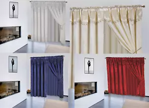 2 panel window curtain set (120" W X 84" L ) with valance and sheer backing NADA - Picture 1 of 15