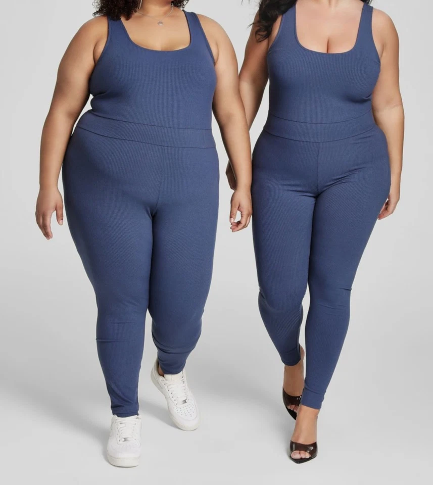 Traje de gato acanalado de moda azul para mujer Nina Parker talla grande 0X Foto 1 de 1