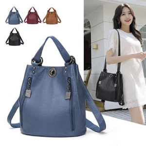 Neu Leder Damen Stadt-City-RUCKSACK Damentasche Handtasche Schultertasche Optik! - Bild 1 von 10
