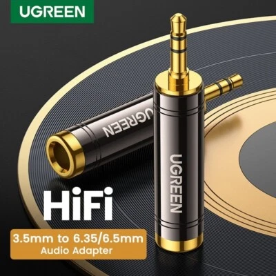 UGREEN 3.5mm to 6.5mm 6.35mm1/4 Male to AUX Female Gold Plated Audio Adapter Lot - Image 1 of 4
