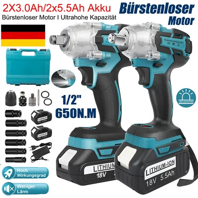 MARKENLOS 650N.M Akku Schlagschrauber Bürstenloser Ratschen Akkuschrauber Für Makita 18V
