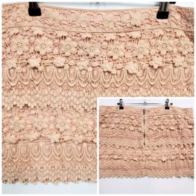 Minifalda American Eagle 14 rosa antigua de encaje en capas Boho Cottagecore de colección Y2k Foto 1 de 4