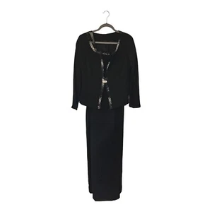 Cameron Blake Black Formal Evening Gown With Jacket Size 12/ 14 Beaded Dress - Picture 1 of 8