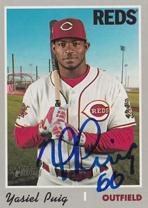 YASIEL PUIG SIGNED AUTO'D 2019 TOPPS HERITAGE CARD 541 DODGERS CINCINNATI REDS - Picture 1 of 3