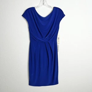 Eliza J Dress Women 2 Sheath Royal Blue Ruched Short Sleeve XS B19 - Picture 1 of 24