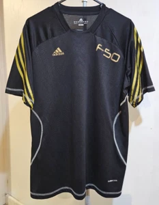 ADIDAS F50 Jersey Top Climacool Men's Tshirt Size XXL Football Black Gold - Picture 1 of 4